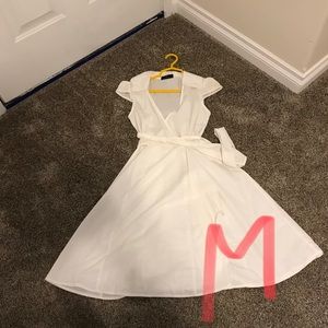 White Wrap Style Diner Dress